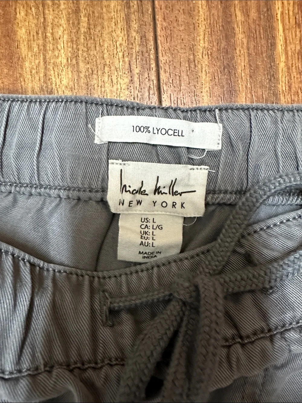 Nicole Miller Gray Drawstring Pants large